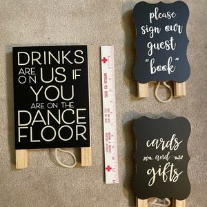 Wedding decor - 3 signs on easels